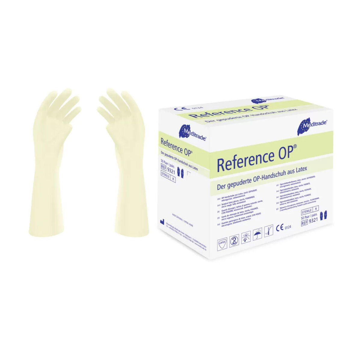 Steriler Reference® OP Latexhandschuh in Größe 7, ideal für chirurgische Eingriffe und medizinisches Fachpersonal.